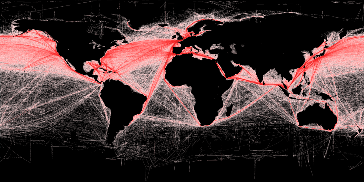 World shipping routes map
